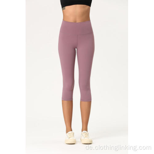 3/4 lange Yogahose mit hoher Taille